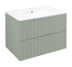 CIRASA Szafka łazienkowa 70cm z umywalką i lustrem LED, 2 szuflady, verde
