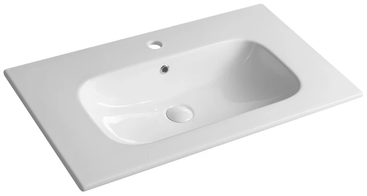 CIRASA Szafka łazienkowa 80cm z umywalką i lustrem LED, 2 szuflady, biały połysk