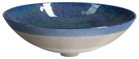 Przejdź do produktu ZAFFIRO MURANO umywalka szklana nablatowa, średnica 41cm, ivory/niebeski