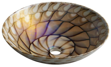 Przejdź do produktu CARAIBI MURANO umywalka szklana nablatowa, średnica 41cm,ivory/brązowy