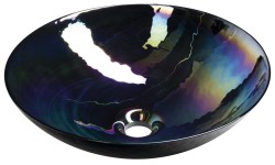 DECORA NERO MURANO umywalka szklana nablatowa, średnica 41cm, czarny