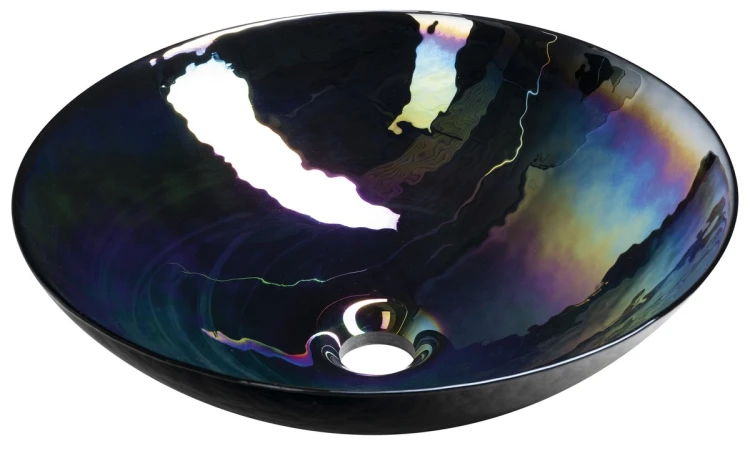 DECORA NERO MURANO umywalka szklana nablatowa, średnica 41cm, czarny