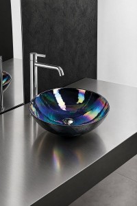 DECORA NERO MURANO umywalka szklana nablatowa, średnica 41cm, czarny