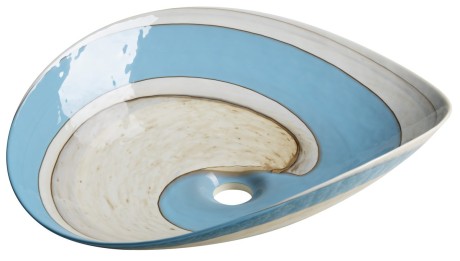 Przejdź do produktu NIKA MURANO umywalka szklana nablatowa, 51x45cm, owalne, ivory/turkusowy