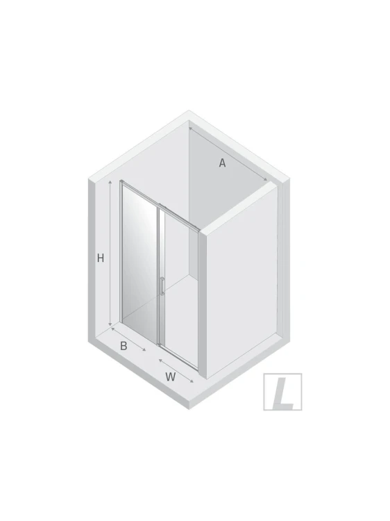 Przesuwne drzwi prysznicowe, dostępne w wersji lewo- i prawostronnej, o wymiarach od 100x200 cm do 160x200 cm.