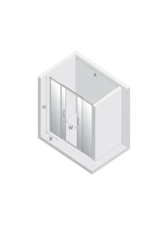 Przesuwane drzwi prysznicowe o rozmiarach od 130x200 cm do 200x200 cm.