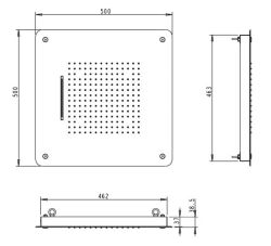 Deszczownica natryskowa kwadratowa 50x50 cm stal nierdzewna Sphera Cosmo SD4957553CR - rysunek techniczny