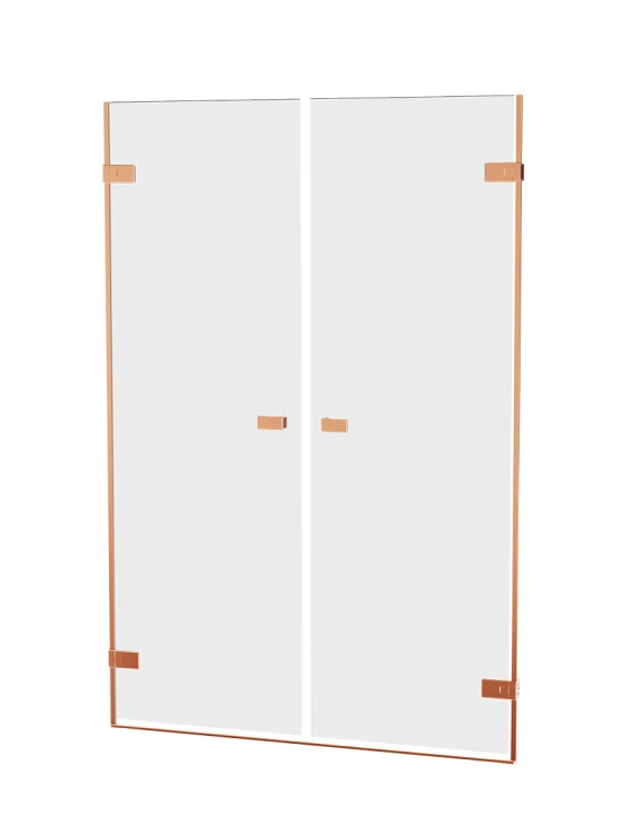 Podwójne drzwi wahadłowe montowane do ściany, uchylane w obie strony (do środka i na zewnątrz); szerokość 110–190 cm, wysokość 200 cm.