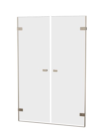 Przejdź do produktu Podwójne drzwi wahadłowe montowane do ściany, uchylane w obie strony (do środka i na zewnątrz); szerokość 110–190 cm, wysokość 200 cm.