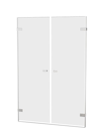 Przejdź do produktu Podwójne drzwi wahadłowe montowane do ściany, uchylane w obie strony (do środka i na zewnątrz); szerokość 110–190 cm, wysokość 200 cm.