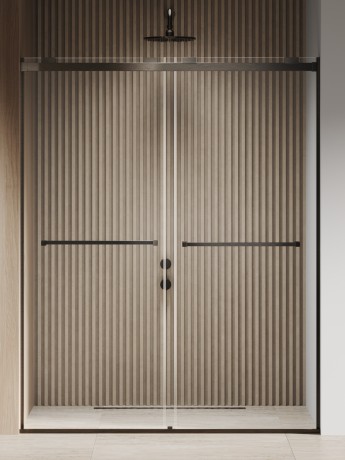 Przejdź do produktu Kabina prysznicowa z drzwiami przesuwnymi otwieranymi z obu stron, wyposażona w system cichego domyku; dostępne szerokości od 100 do 180 cm (wysokość