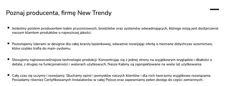 Kabina prysznicowa z drzwiami przesuwnymi otwieranymi z obu stron, wyposażona w system cichego domyku; dostępne szerokości od 100 do 180 cm (wysokość