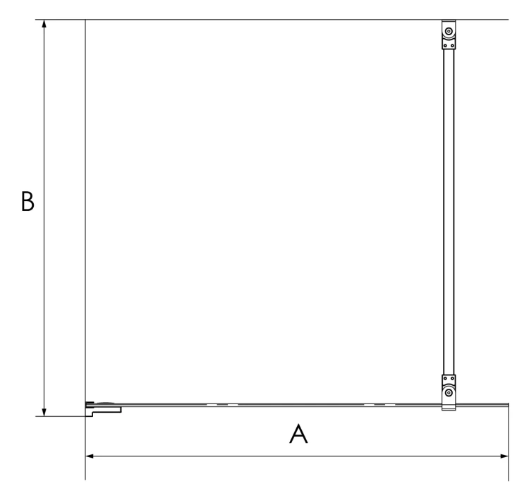 Uniwersalny parawan, możliwy do zamontowania z każdej strony, dostępny w rozmiarach od 50x150cm do 100x150cm.