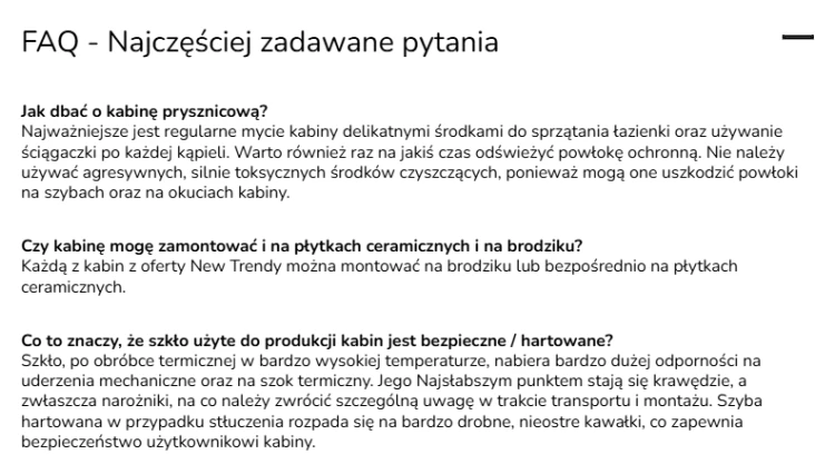 Pięciokątne kabiny, z drzwiami otwierającymi się na lewą lub prawą stronę na zewnątrz. Rozmiary 120x80x200 cm.