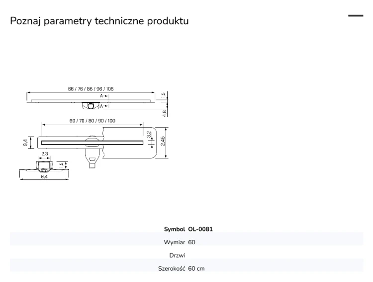 System odwodnienia liniowego o dużej zdolności przepływu. Szerokość wynosi od 60 cm do 100 cm.