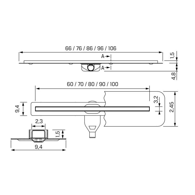 System odwodnienia liniowego o dużej zdolności przepływu. Szerokość wynosi od 60 cm do 100 cm.