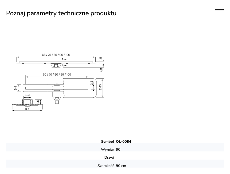 System odwodnienia liniowego o dużej zdolności przepływu. Szerokość wynosi od 60 cm do 100 cm.