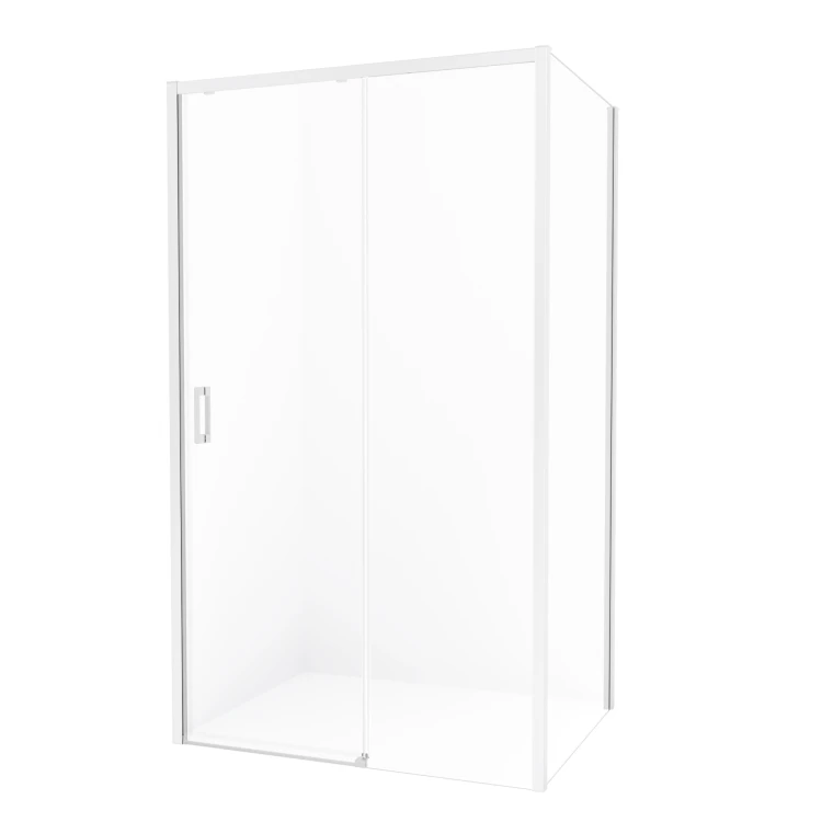 Prysznice w kształcie kwadratu lub prostokąta z opcją lewo- bądź prawostronnego otwierania, dostępne jako modele przesuwne, w rozmiarach od 100x70x200