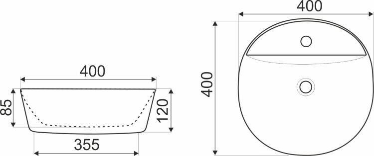 Umywalka nablatowa okrągła 40 cm Kerra KR 850