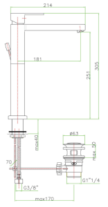 Bateria umywalkowa 30 cm wysoka z długą wylwką z perlatorem Sapho Espada ES07 chrom