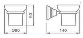 Kubek szklany ceramiczny wiszący B&A seria Canova CA 142 rysunek techniczny