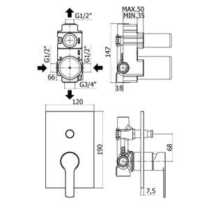 Przejdź do produktu Bateria prysznicowa 2-drożna chrom Paffoni Red RED015CR