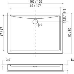 Brodzik prostokątny 100x80x14 cm Kerra Victor 100