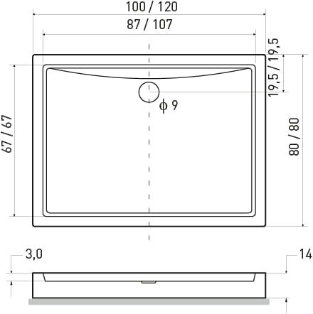 Brodzik prostokątny 100x80x14 cm Kerra Victor 100