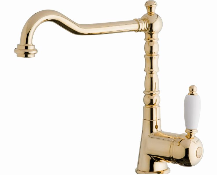Bateria umywalkowa 27 cm Retro stojąca z korkiem automatycznym Emmevi Laguna 40513OR złoty