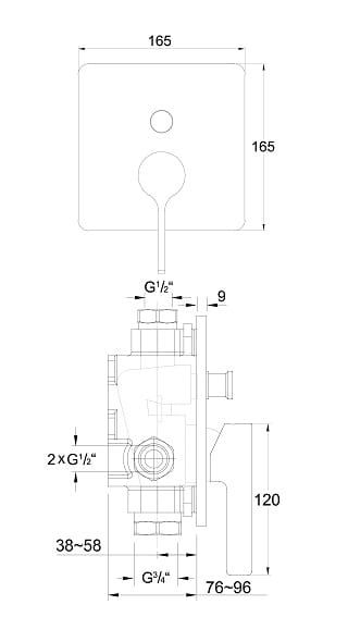 Bateria wannowo-prysznicowa podtynkowa Steinberg seria 230 chrom 2302103