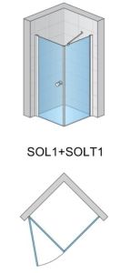 Kabina prysznicowa SanSwiss SOL1+SOLT1 wymiary od 70 do 120 cm rys. tech.