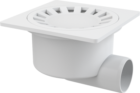 Przejdź do produktu Kratka ściekowa plastikowa biała 15x15 cm odpływ boczny Alcaplast APV15