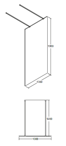 Kabina prysznicowa walk in 130x195 cm z panelem bocznym 50 cm Besco Aveo Due 130 rys. tech.