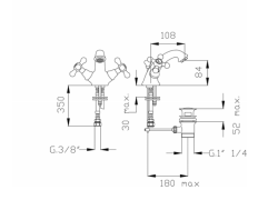 rysunek baterii umywalkowej victorian