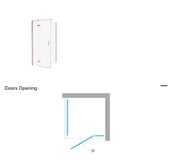 Kwadratowe i prostokątne kabiny, lewo- lub prawostronne, z drzwiami otwieranymi na zewnątrz, dostępne w rozmiarach od 80x70x200cm do 120x120x200cm.