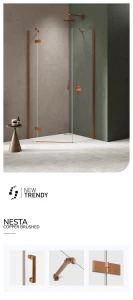 Pięciokątne kabiny z drzwiami otwieranymi na zewnątrz. Rozmiar: 100x80x200 cm.