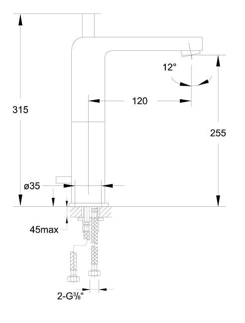 Bateria umywalkowa wysoka Steinberg seria 120 chrom 1201700 