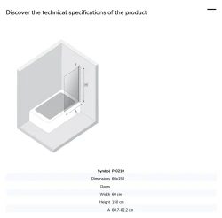 Uniwersalny parawan, który można zamontować na każdą stronę. Dostępne wymiary: od 50x150 cm do 100x150 cm.