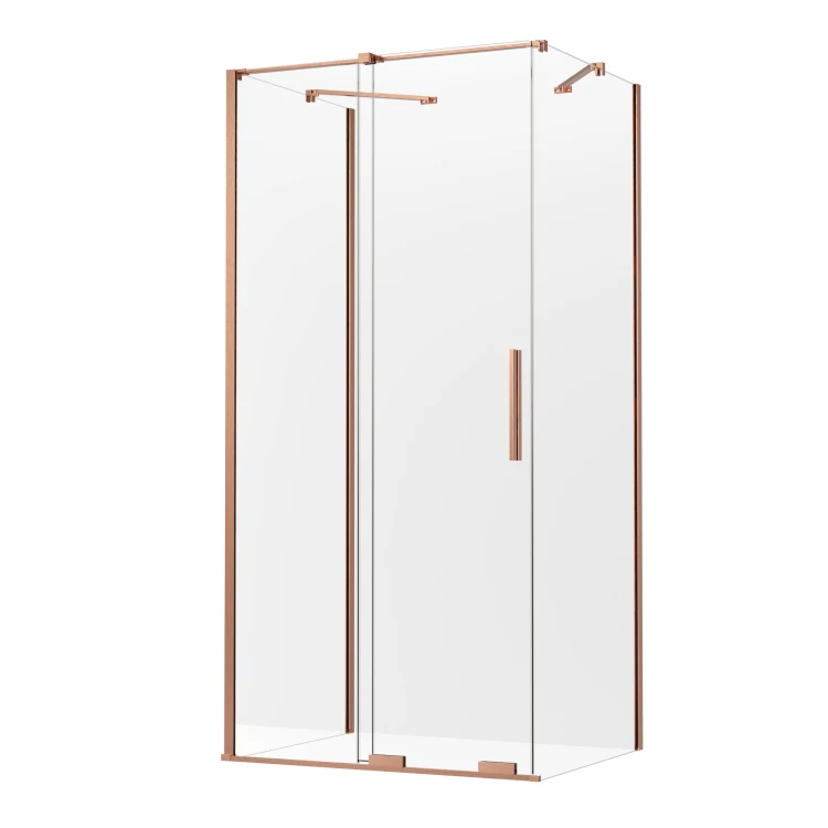 Kwadratowe i prostokątne kabiny prysznicowe z podwójnymi, przesuwnymi drzwiami. Możliwość montażu po dowolnej stronie. Rozmiary od 100x80x200 cm do 14
