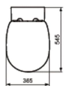 Deska sedesowa typu THIN na metalowych zawiasach z cienkiego duroplastu Ideal standard Connect E7723 rysunek techniczny