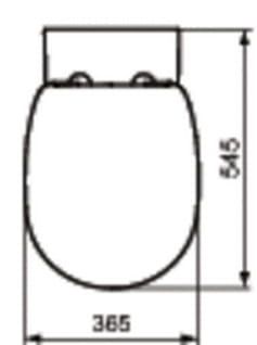 Deska sedesowa typu THIN na metalowych zawiasach z cienkiego duroplastu Ideal standard Connect E7723 rysunek techniczny
