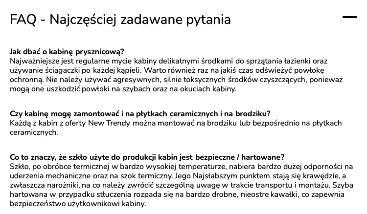 Uniwersalna kabina, z możliwością montażu po każdej stronie, dostępna w wymiarach od 70x200 cm do 140x200 cm.