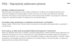 Uniwersalna kabina, możliwość montażu z dowolnej strony, rozmiary od 70x200 cm do 140x200 cm.