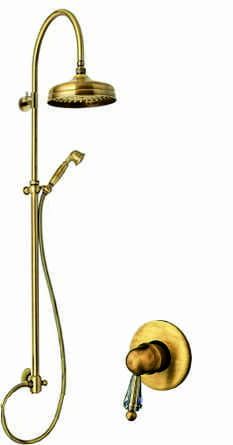Zestaw natryskowy z deszczownicą Giulini Harmony Crystal 9515/S-01261 bronzo bateria z kryształowym uchwytem