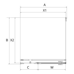 Kwadratowe i prostokątne kabiny prysznicowe dostępne w wersji lewej lub prawej. Posiadają drzwi otwierane na zewnątrz. Wymiary od 80x70x200 cm do 120x