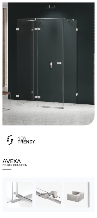 Kwadratowe i prostokątne kabiny, z lewo- lub prawostronnym ustawieniem. Mają drzwi otwierane na zewnątrz. Dostępne w rozmiarach od 80x70x200 cm do 120