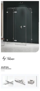 Kwadratowe i prostokątne kabiny, z lewo- lub prawostronnym ustawieniem. Mają drzwi otwierane na zewnątrz. Dostępne w rozmiarach od 80x70x200 cm do 120