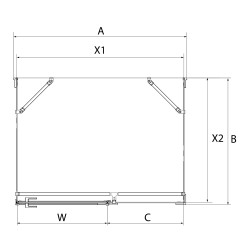 Kwadratowe i prostokątne kabiny, z lewo- lub prawostronnym ustawieniem. Mają drzwi otwierane na zewnątrz. Dostępne w rozmiarach od 80x70x200 cm do 120