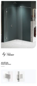 Uniwersalne kabiny montowane po dowolnej stronie, wymiary od 50x200 cm do 140x200 cm.