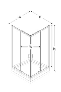 Kwadratowe kabiny prysznicowe z drzwiami przesuwnymi, dostępne w rozmiarach 80x80x190 cm oraz 90x90x190 cm, także w komplecie z brodzikiem.